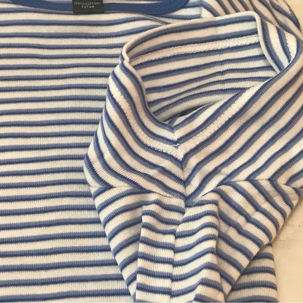 Lauren Ralph Lauren Blue White Striped Short Sleeve Tee Shirt Size P/P - Picture 6 of 8